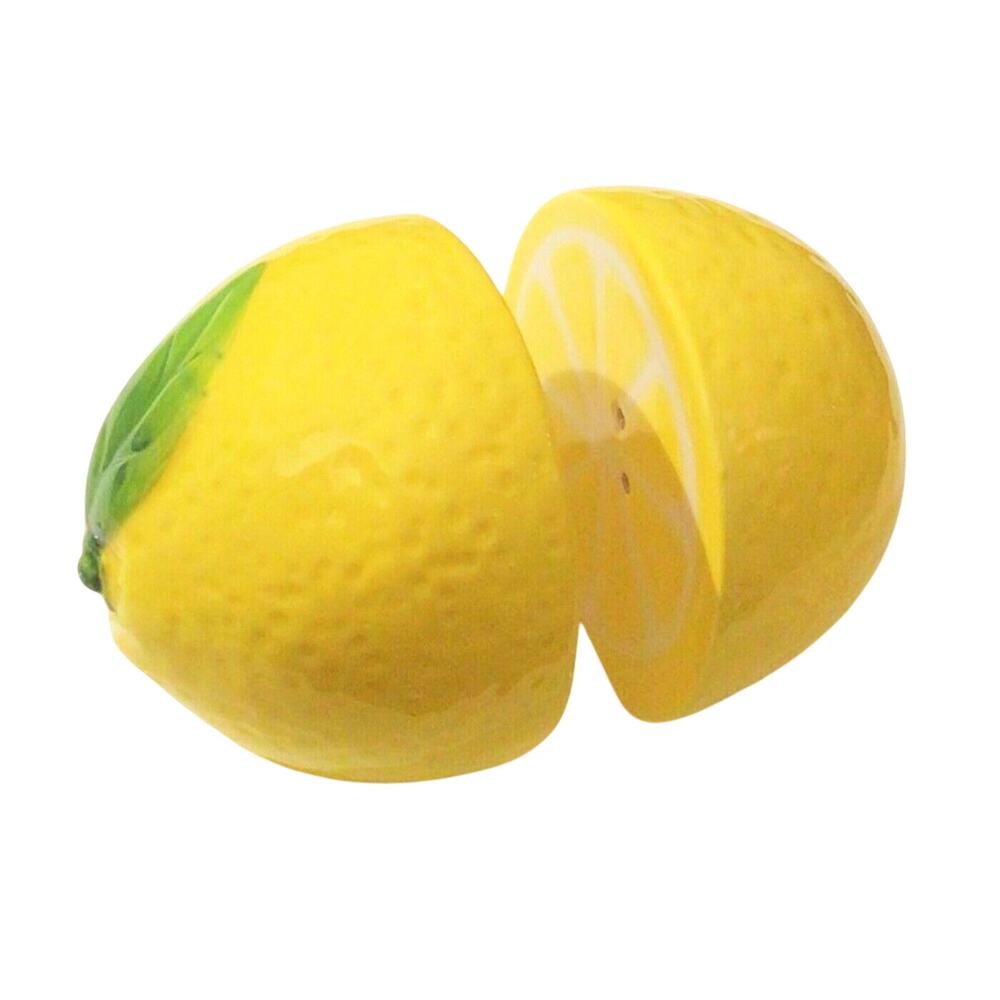 Lemon Shape Salt Pepper Shakers 4” Figural Citrus Fruit Willow Street Design New